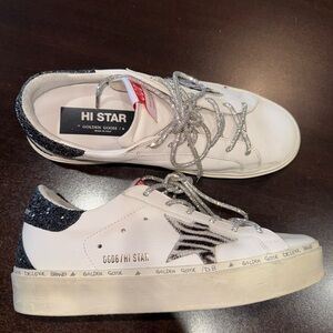Golden Goose Hi Star Sneakers in White and Black